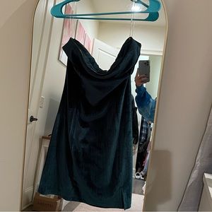 Strapless velvet mini dress